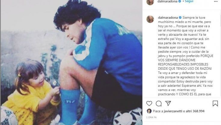 Maradona, il saluto della figlia Dalma: "Ti amerò e ti difenderò per tutta la vita"
