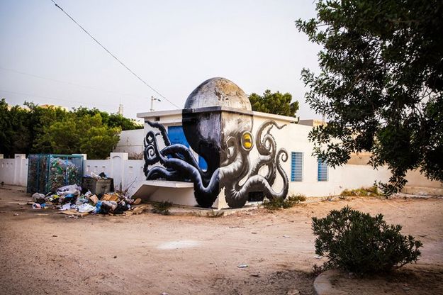 Tunisia, la street art che si adatta: graffiti 3D grazie alle cupole