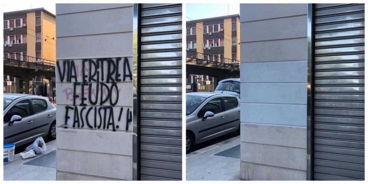 "Bari feudo fascista", un cittadino rimuove la scritta che oltraggiava via Eritrea