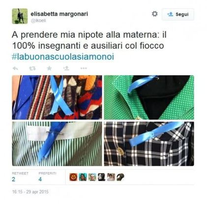 Fiocchi azzurri contro la Buona scuola, la protesta su Twitter