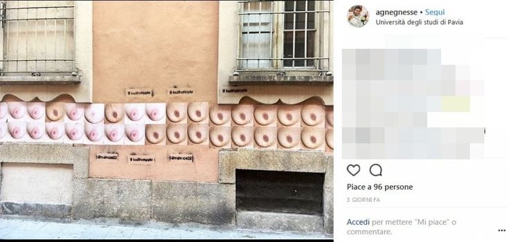 Pavia,  foto di capezzoli e seni sui muri: le immagini fanno discutere