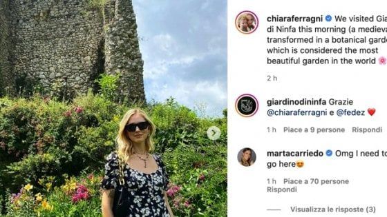 Chiara Ferragni e Fedez nel Giardino di Ninfa: "Un paradiso"
