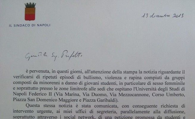 Baby gang all'universit&agrave;<br />il sindaco scrive al prefetto