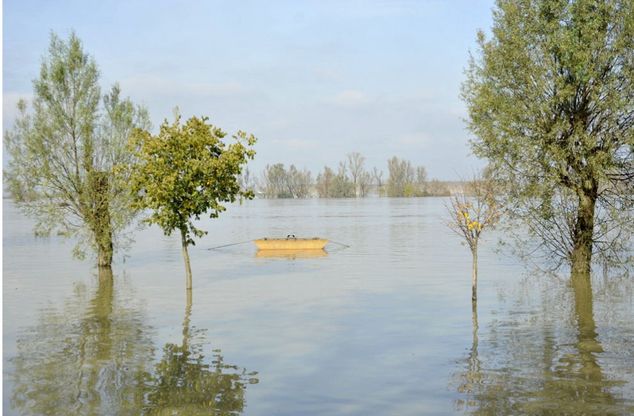 La piena del Po nel Reggiano