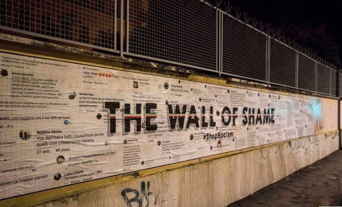 Roma, al Policlinico il "muro" contro il razzismo, la nuova opera street art di Laika 