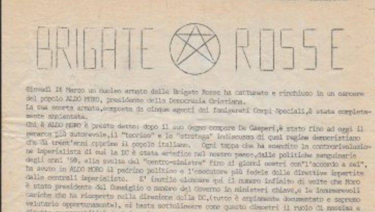 Anni di piombo, polemica per l'asta del volantino Br sul caso Moro