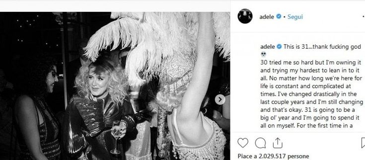 Adele festeggia 31 anni su Instagram: "Sarà un grande anno e lo dedicherò tutto a me stessa"