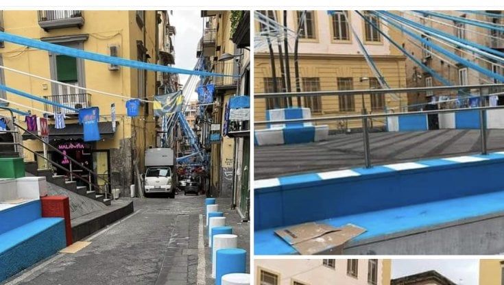 Festa scudetto: imbrattata piazza Montecalvario