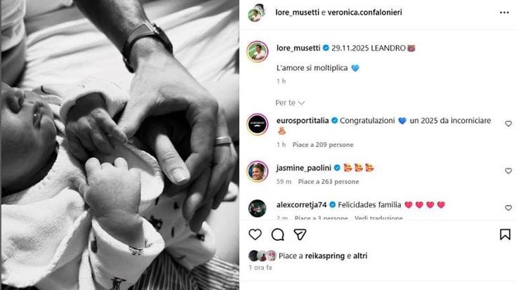 Lorenzo Musetti di nuovo papà: è nato Leandro