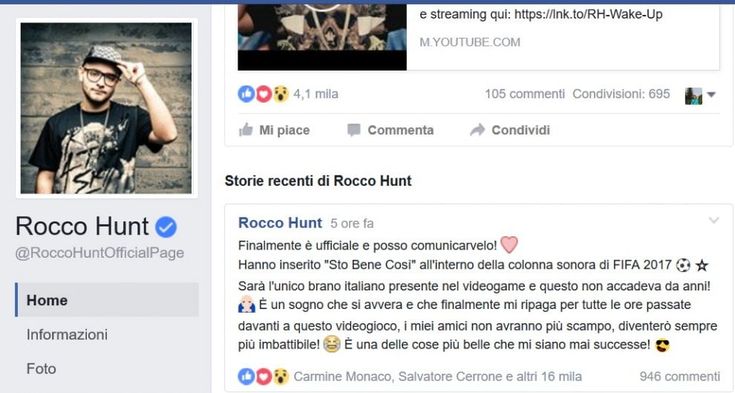 Rocco Hunt entra a far parte della colonna sonora di Fifa 2017: "E' un grandissimo onore. Ora diventerò imbattibile al videogame"