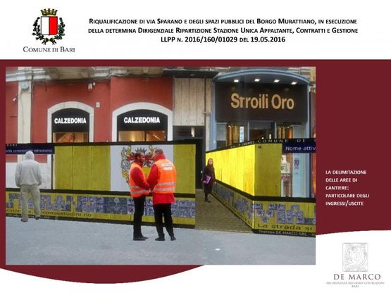 Bari, i pannelli che copriranno il cantiere in via Sparano