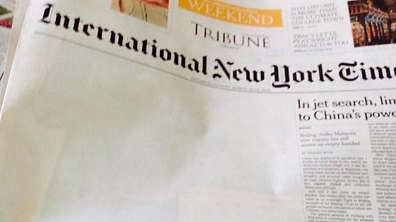 Pakistan, un buco bianco in prima pagina: censurato New York Times