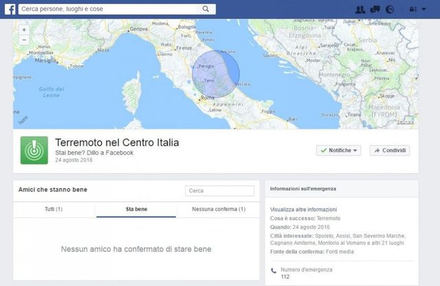 Terremoto, Facebook lancia il 'safety check' per rassicurare gli amici