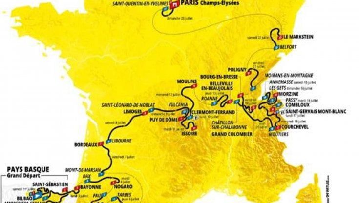 Tour de France, presentato il percorso: tanta montagna e appena 22 km a cronometro