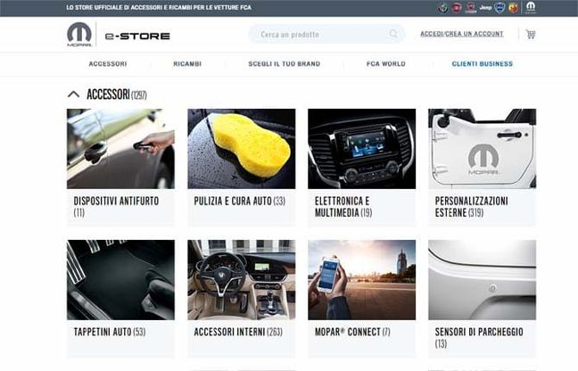 Fca, online il nuovo Mopar Store