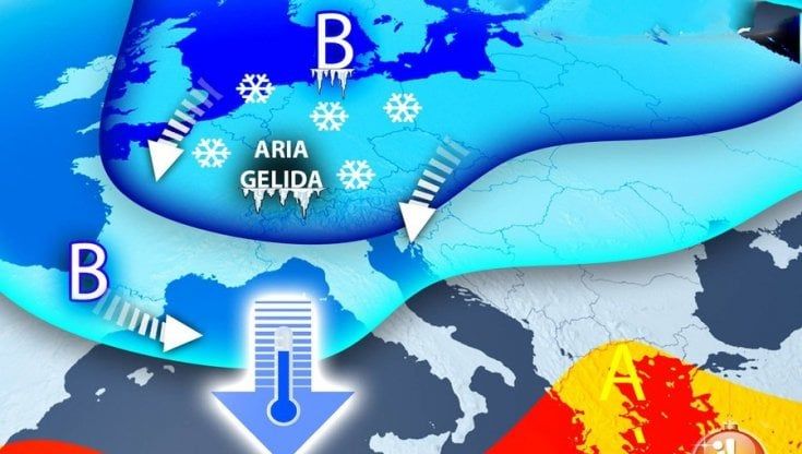 Previsioni meteo, in arrivo gelo e neve al nord, nubifragi al centro-sud