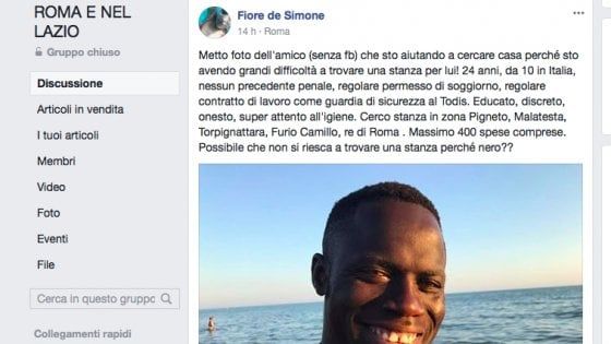 "Il mio amico non trova una stanza perché è nero". E su Facebook piovono gli insulti razzisti