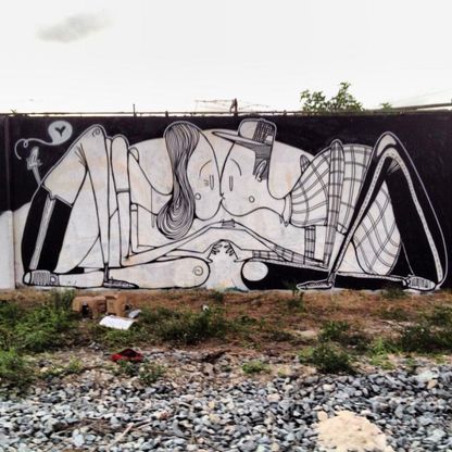 Due cuori e un muro: la street art romantica di Alex Senna