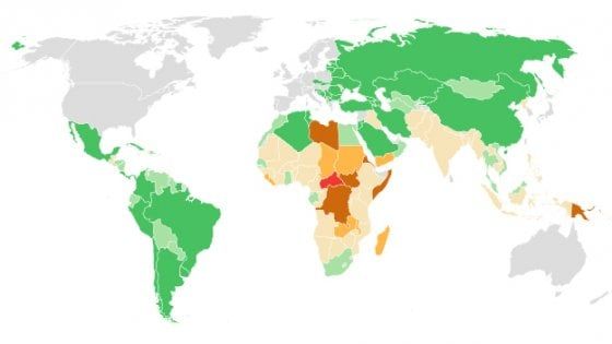 Indice globale della fame 2017 per gravità