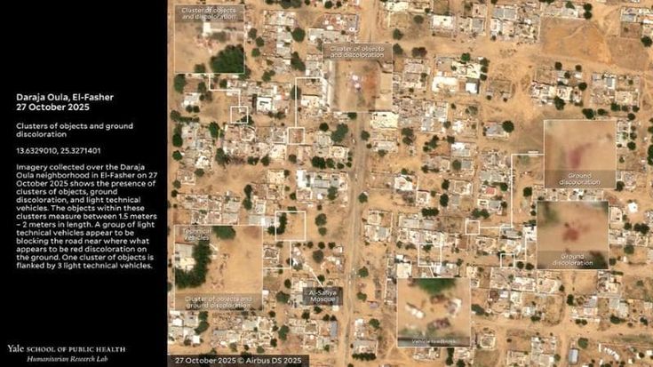 Sudan, orrore nelle immagini satellitari dal Darfur del Nord: “Pozze di sangue e cumuli di cadaveri”