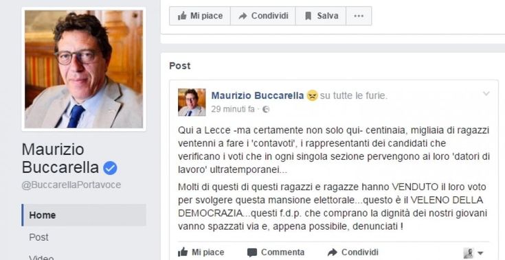 Comunali, lo sfogo del senatore M5s Buccarella dopo la sconfitta: "Figli di p..., comprano voti"