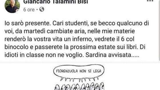 Piacenza, prof minaccia i suoi studenti: "Siete sardine? Idioti, vi boccio", Ma poi si scusa, Il ministro Fioramonti: sospensione immediata. 