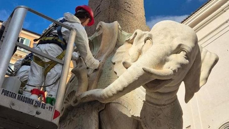 Elefantino della Minerva: restaurata la zanna spezzata