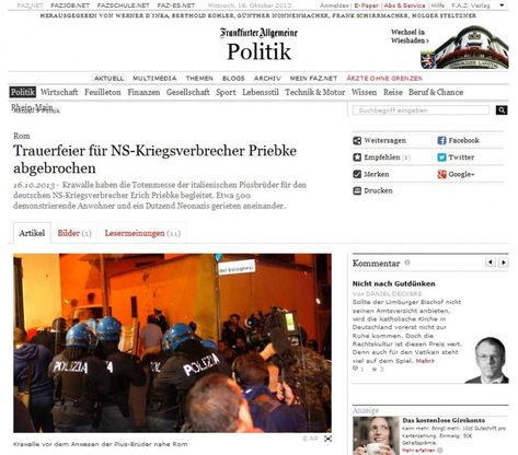 Funerali Priebke, la notizia sui siti tedeschi