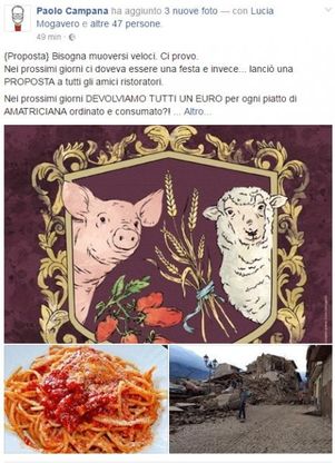 Terremoto, food blogger lancia l'iniziativa: due euro per ogni piatto di amatriciana