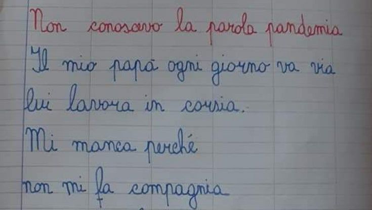  "Mi mancano gli abbracci", la lettera del bimbo positivo al Covid a Vallo di Diano