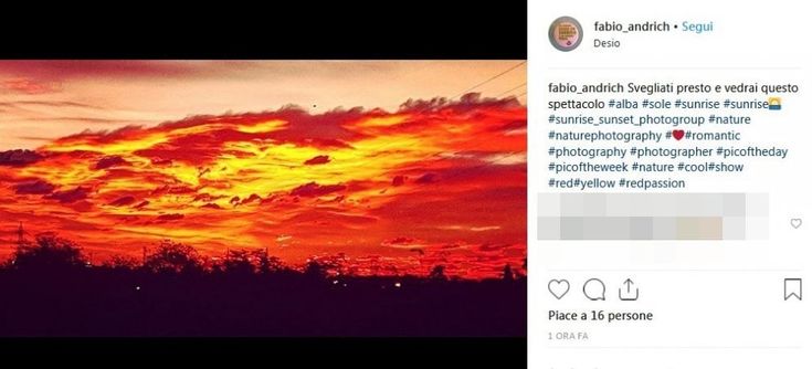 Tutti fotografano l'alba rossa in Lombardia: lo spettacolo è social