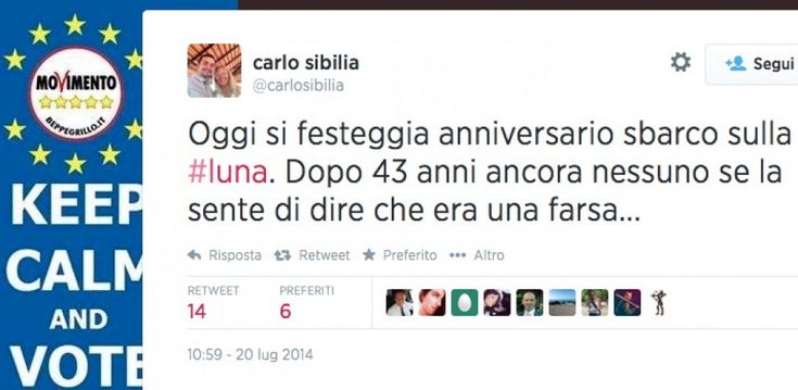 'La farsa dello sbarco sulla Luna': il tweet del deputato Sibilia (M5S)