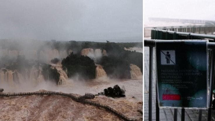 Brasile: piena record alle cascate dell'Iguazu, bloccato l'accesso ai visitatori