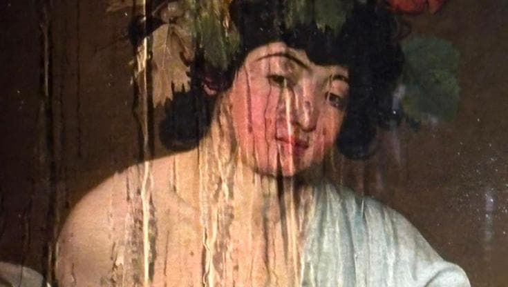 Pioggia e grandine a Firenze, agli Uffizi acqua sulla vetrina del Bacco di Caravaggio