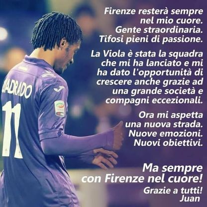 Tweet di Cuadrado: "Vado via con Firenze nel cuore..."