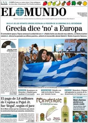 Referendum Grecia, vince il 'no': le prime pagine dei giornali nel mondo
