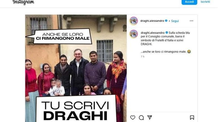 Draghi (FdI) sbeffeggia la famiglia rom. Il Pd: “Post razzista, Schmidt che dice?”