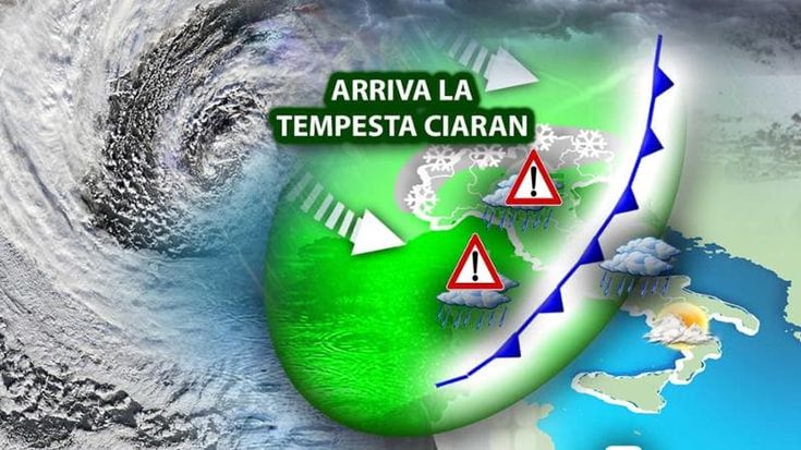 Previsioni meteo, la tempesta Ciaran porta pioggia e vento forte sull’Italia. Neve anche a quote basse