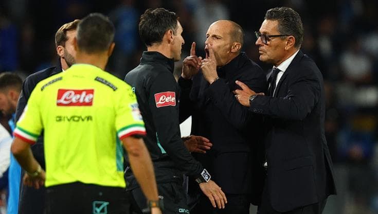 Napoli, due giornate di squalifica per Allegri. Il club azzurro fa ricorso