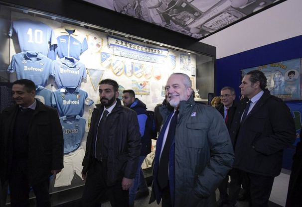 Aurelio De Laurentiis all'inaugurazione di "Napoli nel mito" al Mann