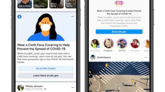 Facebook e Instagram ricorderanno di indossare la mascherina
