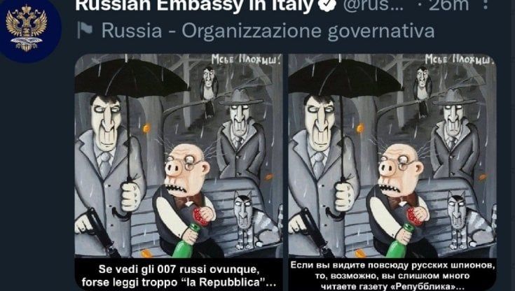 Adela nella base Nato di Napoli, la reazione dell'ambasciata: "Se vedi 007 russi ovunque leggi Repubblica". Letta: "Inaccettabile". Calenda: "Fastidiosa propaganda"