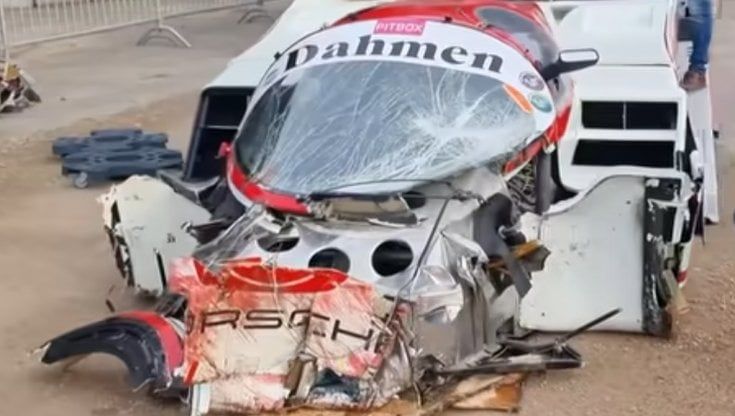 Il crash della Porsche 962: un milione d'euro in frantumi