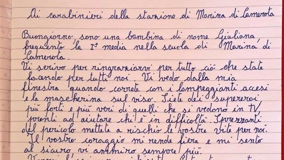 “Siete degli eroi ma potete arrestare il Coronavirus?”, la lettera commovente di una bambina ai carabinieri 
