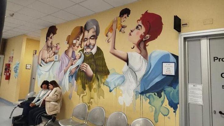 Desio, i murales di Cristian Sonda colorano le sale parto e l'Ostetricia dell'ospedale Pio XI