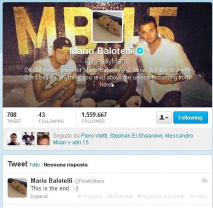 "This is the end": il tweet di Balotelli