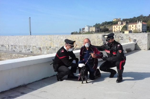 Sapri, carabinieri salvano cagnolino incastrato sulla scogliera 