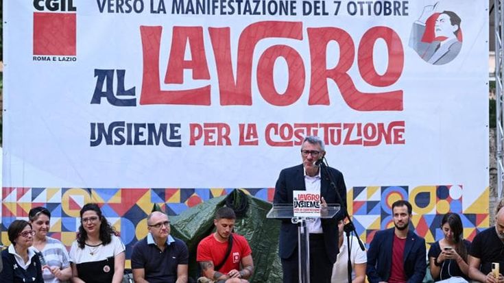 Manifestazione della Cgil, il sindacato e 100 associazioni oggi in piazza a Roma per i diritti e la Costituzione