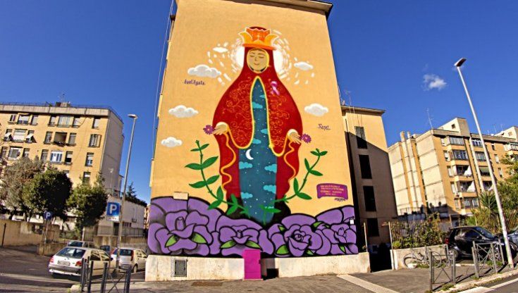 La "Sant’Agata di Roma", un nuovo murale per promuovere lo screening mammografico