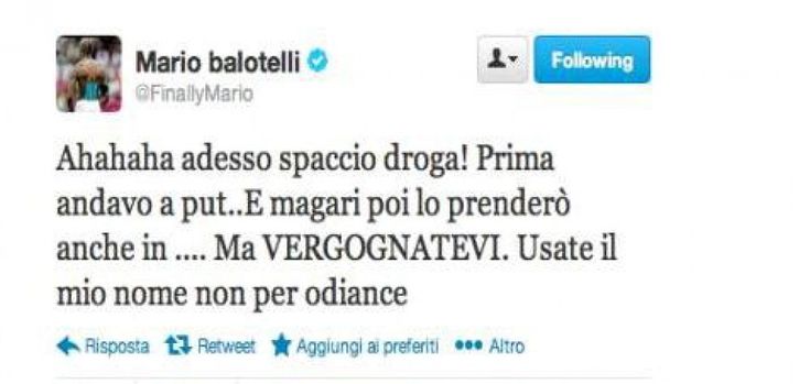 Il tweet di Balotelli<br />cancellato dopo pochi minuti